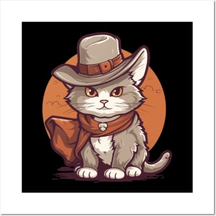 Funny Cat Cowboy Cowgirl Meow Howdy Meowdy Posters and Art